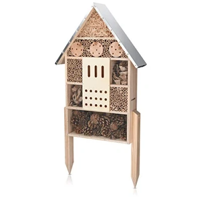 Afbeelding van Navaris XL insectenhotel 38 x 11,5 57 cm Insectenhuis van bamboe en hout Nestplaats voor bijen, vlinders lieveheersbeestjes