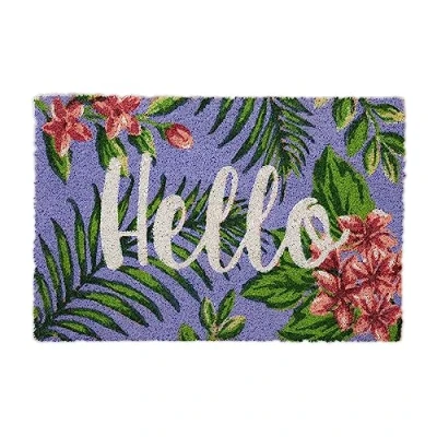 Afbeelding van deurmat hello met bloemen en planten 40 x 60 cm kokos antislip binnen buiten