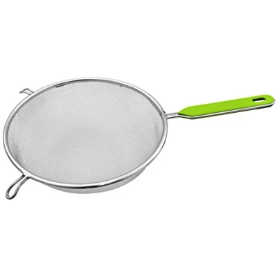 Afbeelding van Fackelmann zeef Ø 20 cm, roestvrij staal keukenzeef fijnmazige met kunststof inzetstuk (kleur: groen/zilver), hoeveelheid: 1 stuk