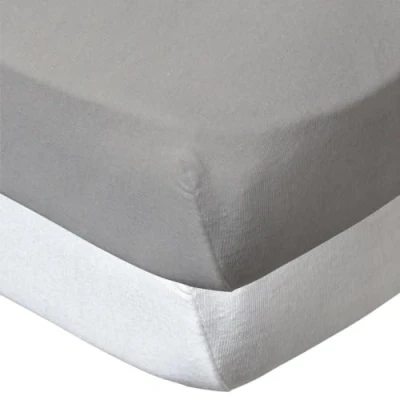 Afbeelding van babyCalin Set van 2 hoeslakens, wit/taupe, 70 x 140 cm