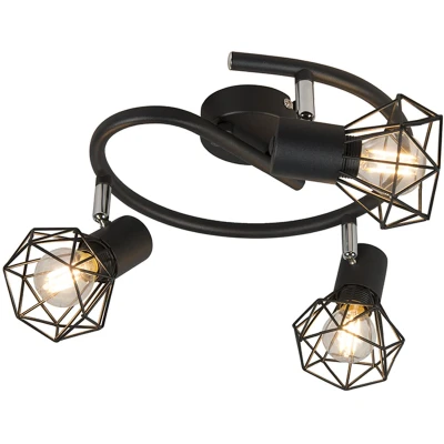 Afbeelding van QAZQA Art deco spot zwart draai en kantelbaar 3 lichts Mosh