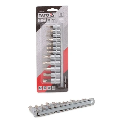 Afbeelding van YATO YT 04332 Doppenset 12 Binnen Torx Chroom vanadium staal 1/4, 3/8