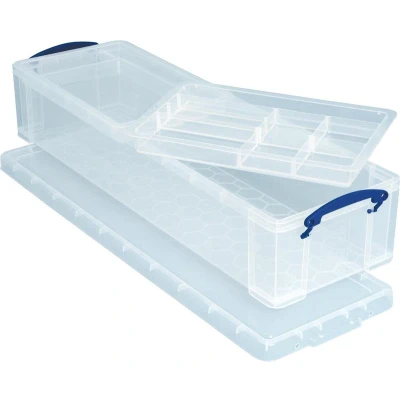 Afbeelding van Really Useful Box Opbergdoos 22 Liter Met 2 Dividers, Transparant