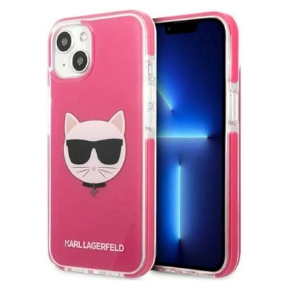 Afbeelding van Karl Lagerfeld KLHCP13MTPECPI iPhone 13 6.1 hardcase fuchsia/fuschia Choupette Head