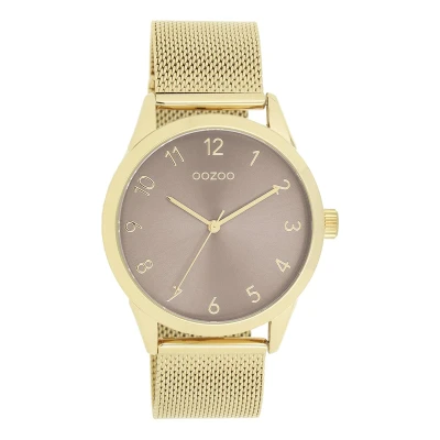 Afbeelding van goudkleurige OOZOO horloge met metalen mesh armband C11323