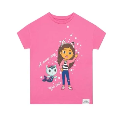 Afbeelding van DreamWorks Gabby&#039;s Dollhouse T shirt voor meisjes, Gabbys Mercat Tee met korte mouwen, Roze