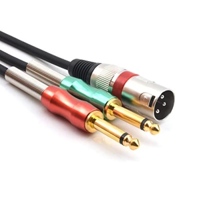 Afbeelding van SiYear 3 pins XLR mannelijke naar dubbele TS 6,35 mm Y splitterkabel converterkabel, audio adapter voor mono stereo microfoon stekker (3 m)