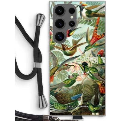 Afbeelding van Case Company® hoesje met Koord geschikt voor Samsung Galaxy S24 Ultra Haeckel Trochilidae Telefoonhoesje Zwart Bescherming aan alle Kanten en Over de Schermrand