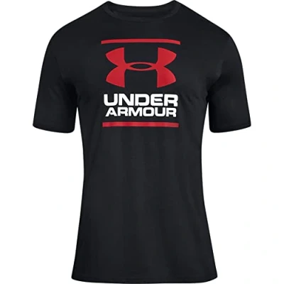 Afbeelding van Under Armour Heren UA GL Foundation T shirt met korte mouwen, superzacht voor training en fitness, sneldrogend grafische print, zwart/wit/rood, S