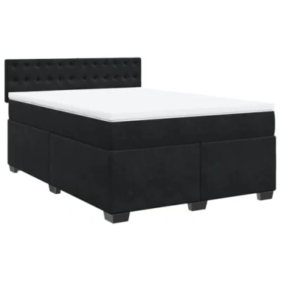 Afbeelding van vidaXL Boxspring met matras fluweel zwart 160x200 cm