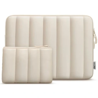 Afbeelding van TECOOL 13,3 inch laptophoes voor MacBook Air 13 13,6 M3 M2 M1 2024 2022 2010, Pro 13/14 2023 2012,13,3 HP Dell Laptoptas, Beige