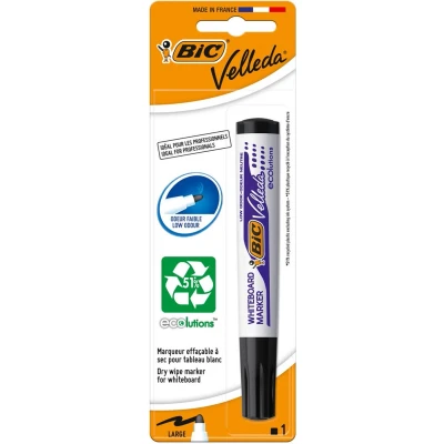 Afbeelding van Bic Velleda Whiteboardmarker 1701 Ecolutions, Zwart, Op Blister