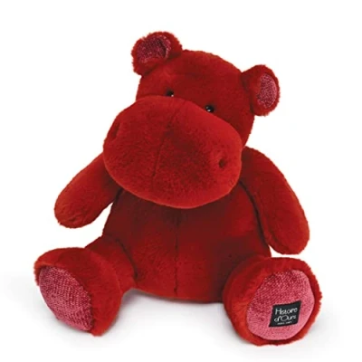 Afbeelding van Histoire d&#039;Ours Nijlpaard pluche dier Hip&#039;Kiss Rood 40 cm Groot zacht en schattig voor knuffels cadeau idee geboorte verjaardag kinderen HIPPO HO3104