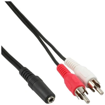 Image de Câble Cinch/jack, InLine®, 2x Cinch mâle à 3,5mm jack fem. 2m