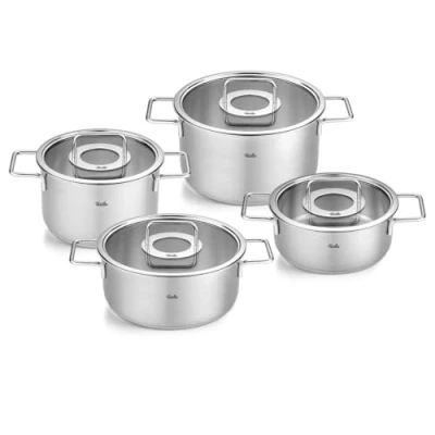 Afbeelding van Fissler Pure Collection RVS Pannenset met Glasdeksels 4 delig