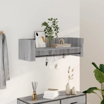Afbeelding van Wandschap 100x35x30,5 cm bewerkt hout grijs sonoma eikenkleurig