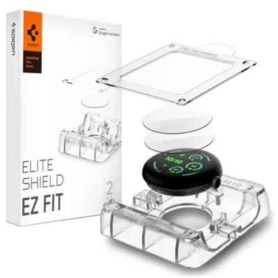 Afbeelding van Spigen Eliteshield EZ Fit Displaybeschermfolie voor Google Pixel Watch 3 45 mm, 2 stuks, inclusief installatieset, ultrahelder, krasbestendig, compatibel met hoesjes