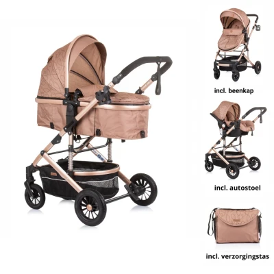 Afbeelding van Chipolino Kinderwagen Estelle Sand 3 in 1 + Autostoel