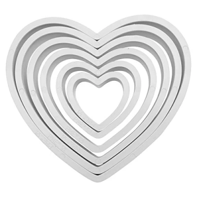 Image de PME PNH2 Lot de 6 Emporte Pièces Cœur, Plastique, Blanc, 11 x 1 cm