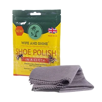 Afbeelding van Wasdoek voor schoenen, snelpolijstdoek schoenen en laarzen, 100% katoenen doek met natuurlijke bijenwas een buitengewone glans, gemaakt in Groot Brittannië,, grijs.