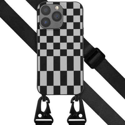 Afbeelding van Selencia hoesje Geschikt voor iPhone 13 Pro met koord Siliconen afneembaar Zwart