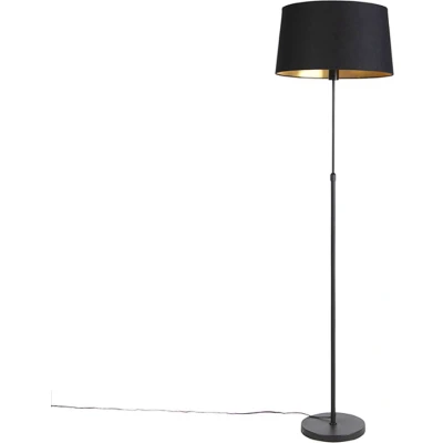 Afbeelding van QAZQA Vloerlamp zwart met zwarte kap 45 cm verstelbaar Parte