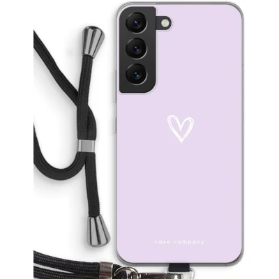 Afbeelding van Case Company® hoesje met Koord geschikt voor Samsung Galaxy S22 Klein hartje paars Telefoonhoesje Zwart Bescherming aan alle Kanten en Over de Schermrand