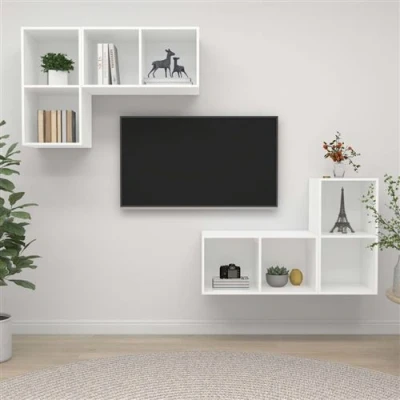Afbeelding van vidaXL Tv wandmeubelen 4 st bewerkt hout wit