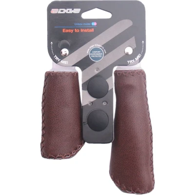 Afbeelding van Handvatset Edge Leer mat donkerbruin 135/92mm (winkelverpakking)