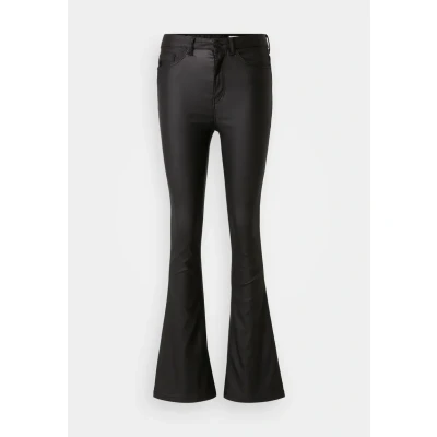 Afbeelding van Noisy May Nmsallie Flare Coated Pants Broek, Dames, Maat: 38x32, Black