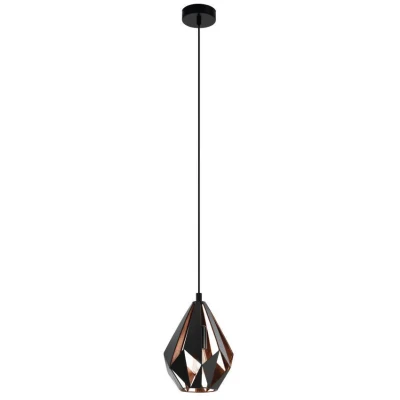 Afbeelding van Eglo Hanglamp Carlton 1 Small Zwart/koper Zwart