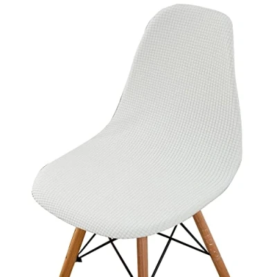 Afbeelding van Highdi Set van 1/2/4/6 Fluwelen Scandinavische jacquard, Effen kleur hoezen voor eetkamerstoelen, stoelen zonder leuning de keuken, woonkamer, kantoor (wit, 4 stuks)