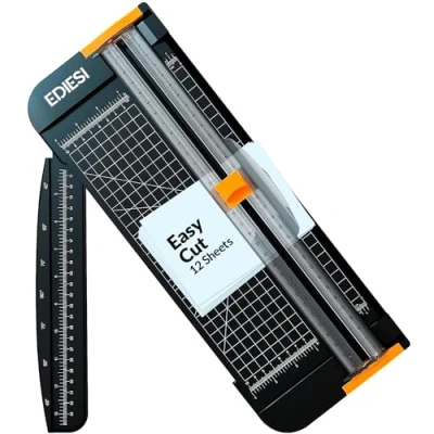 Afbeelding van Ediesi, Massicot, A4, papiersnijder, Guillotine, voor thuis, automatische vergrendeling, met uitbreidingsliniaal, papier, foto&#039;s, coupons en etiketten (zwart)