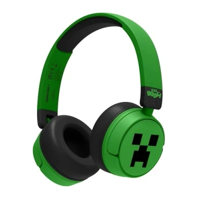 Image de OTL Technologies Minecraft Creeper Écouteurs sans fil avec contrôle parental du volume et câble de partage audio