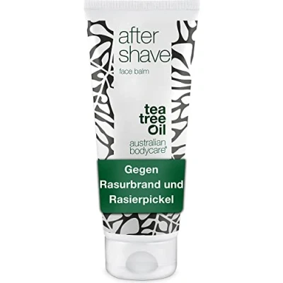 Afbeelding van Australian Bodycare After Shave Balsem met theeboomolie voor heren, 100 ml, onmiddellijke verlichting na het scheren, kalmeert irritatie en elimineert scheerbranden rode vlekken, vermindert ingegroeide haren, hydraterend