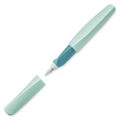 Image de Pelikan Twist Stylo plume en acier inoxydable avec 2 cartouches d&#039;encre, largeur de trait M, menthe néo