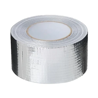 Afbeelding van PROFIVENT.DE Versterkte aluminium strip, hittebestendig, waterdicht, voor het repareren van metalen oppervlakken, dampscherm, versterkt met mesh, isolatie (48 mm/45 m)