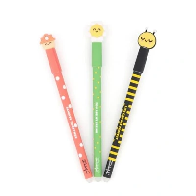 Afbeelding van Mr. Wonderful Set van 3 Bo Daisy, mushroom and bee uitwisbare pennen niets is onmogelijk Blauwe inktpen