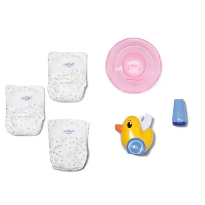 Afbeelding van BABY born Zapf Creation 838365 poppenset, 43 cm, met luiers, crèmebox en Berta eend als papierdispenser