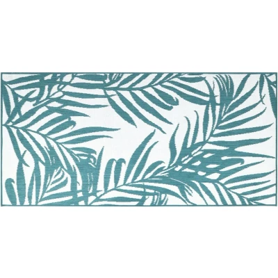 Afbeelding van Buitenkleed omkeerbaar 80x150 cm aqua en wit