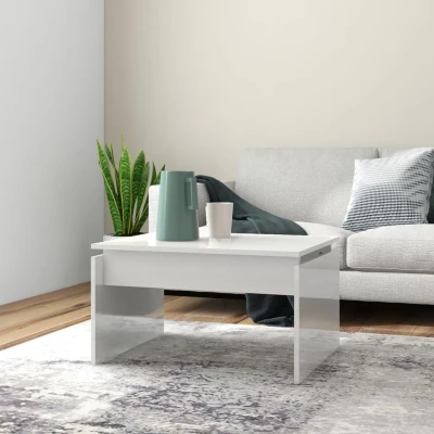 Afbeelding van Salontafel 68x50x38 cm spaanplaat hoogglans wit