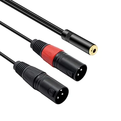 Afbeelding van MEIRIYFA 1/8 female naar Dual XLR stereo kabel mannelijk 3,5 mm vrouwelijk Micro Y 3 polige 0,3 m