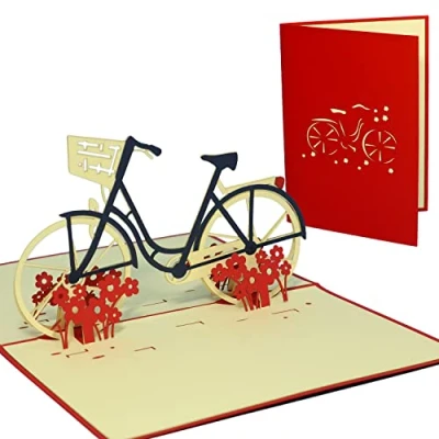 Afbeelding van Lin 3D pop up wenskaart fiets rood
