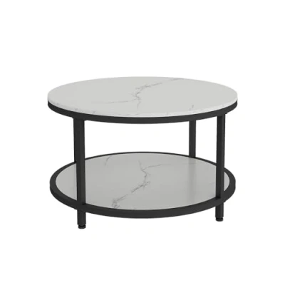 Afbeelding van Vicco Salontafel Ontario, Wit marmer, 80 x 46 cm Rond