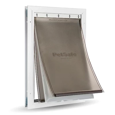 Image de PetSafe, Chatière pour animaux en aluminium les conditions météorologiques extrêmes, Système de rabat isolé 3 volets plastiques écoénergétiques, 1 volet fermeture, robuste Large