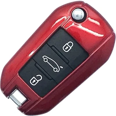 Afbeelding van Nordecco Glanzende sleutelhoes voor Fiat 600 600e elektrische hybride 2024 2025 met 3 knoppen (rood)