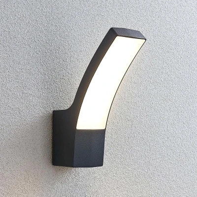 Afbeelding van Lindby LED wandlamp buiten 1licht drukgegoten aluminium, polycarbonaat H: 24 cm antraciet (RAL 7016), opaalwit Inclusief lichtbron