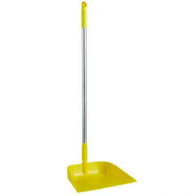 Afbeelding van Vikan Dustpans with Long Handle Hygiene Dust Pan Upright Aluminum 75cm Yellow angled 330mm
