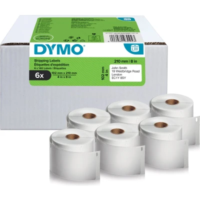 Afbeelding van Dymo etiketten LabelWriter ft 102 x 210 mm (DHL), wit, doos van 6 140 beletteringsetiketten