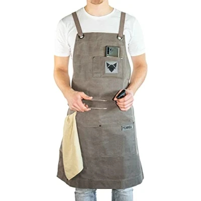 Afbeelding van FENNEK Barbecueschort, hoogwaardige afwerking, met waslaagimpregnering, grijs, eenheidsmaat, grijs.